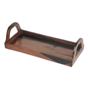 Ensemble de 2 plateaux de service ronds en rotin brun avec poignées en fer noir, accent décoratif moderne pour la décoration intérieure et l'accueil - Product Image 6