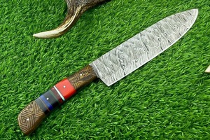 Cuchillo de Chef de Acero Damasco Hecho a Mano de Grado Industrial BA ENTERPRISES, Hoja de 13 Pulgadas con Punta Caída, Mango de Otro Material, Borde Recto, Uso en Exteriores - Product Image 3