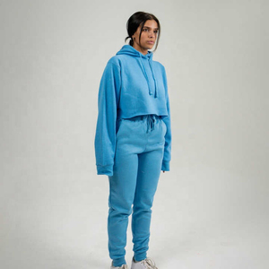 Ensemble de survêtement pour femme White Bird Express, sweat à capuche court bleu, pantalon de jogging, tenue de sport deux pièces, tenue d'entraînement athlétique, vêtements de sport - Product Image 3