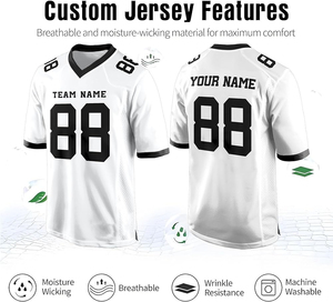 Maillot de football unisexe blanc à col en V, numéro 88, impression sublimée, respirant, manches courtes, coupe classique, vêtements pour adultes, logo personnalisé - Product Image 2