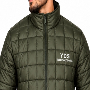 Veste matelassée moderne pour homme, style décontracté, coupe-vent, col montant, fermeture éclair, matelassage losanges, idéale pour l'automne - Product Image 4