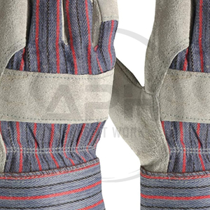 Nouveaux gants utilitaires industriels tendance à rayures, avec dos renforcé, patchs aux articulations, manchette de poignet allongée et pouce droit pour la manutention - Product Image 6