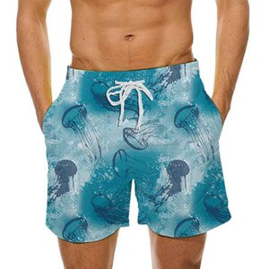 Short de bain pour homme à imprimé vagues océaniques bleues - Short de bain à séchage rapide avec motif de vagues japonaises Hokusai pour homme - Product Image 3