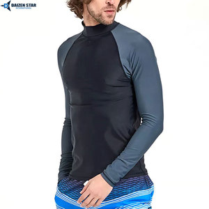 Men Long Sleeve Swim Rash Guard Surf Shirt Anti-Chlorine Quick Dry Beachwear OEM Manufacturer - Product Image 2