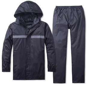 Unisex Navy Eco-Friendly Quick Dry Windproof <b>Rain</b> Suit Hooded <b>Jacket</b> and Pants Set Waterproof Outdoor Wear Adult Size - Product Image 4