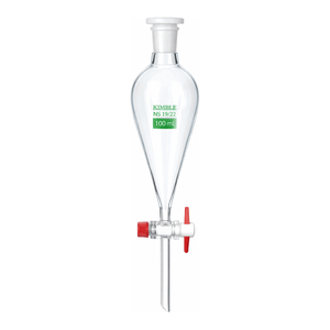 Entonnoir de séparation de précision Sharp-Squibb en verre borosilicaté avec bouchon en PTFE pour la séparation chimique en laboratoire - Product Image 3