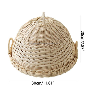 Bandeja de mimbre redonda para servir frutas y verduras, accesorio decorativo de bambú con cubierta, hecho en Vietnam - Product Image 4