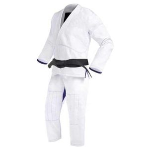 Kimono de karaté blanc et bleu 100% coton, durable, coupe classique, unisexe adulte, ensemble de vêtements d'arts martiaux - Product Image 3