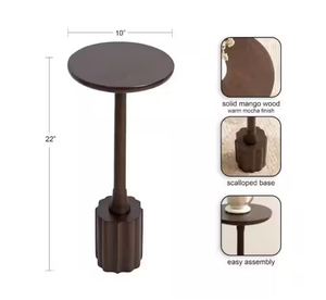 Table d'appoint en bois finition expresso premium avec colonne festonnée - Product Image 2