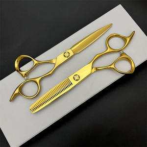 Ciseaux de coiffure professionnels en céramique 4Cr13 en acier inoxydable pour la coupe et l'éclaircissement des cheveux, idéaux pour salons et barbiers, couleur or - Product Image 6