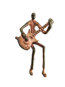 Estatua de Guitarrista Abstracta Hecha a Mano en Aluminio - Escultura de Músico en Metal con Acabado Bronce Rústico - Decoración Moderna para Estante de Estilo Rocker de 11 Pulgadas - Product Image 3