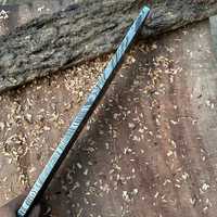 Lame de couteau OEM personnalisée à bord droit, en acier Damas forgé à la main, motif plume, 25 x 5 cm, épaisseur 0,5 mm, longueur totale 193 mm, pour bricolage