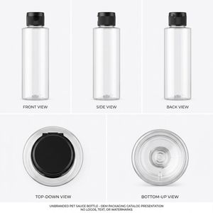 Botella Redonda de Plástico PET para Aceite de Oliva, 120ml, 250ml, 500ml, Transparente, con Tapa Abatible, para Salsa de Soya y Condimentos, Fábrica en Vietnam, OEM, ODM - Product Image 3