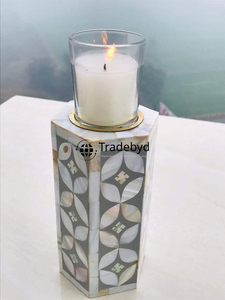 Porte-bougie décoratif en nacre de qualité supérieure, fait main, décoration d'intérieur par Tradebyd - Product Image 2