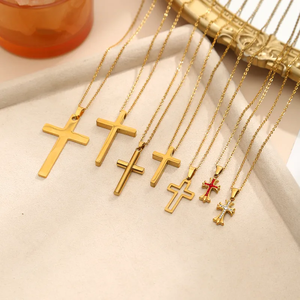 Collar Cruzado de Estilo Simple para Mujer con Baño de Oro Electroplacado e Incrustaciones de Diamantes de Imitación - Product Image 3