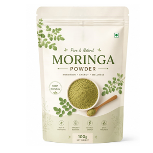Poudre de Moringa de qualité supérieure, qualité alimentaire, 100g, extrait pur d'herbes, poudre verte, poudre de feuilles de Moringa, emballage sous vide en vrac - Product Image 1