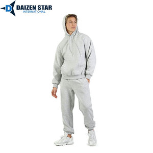 Hooded Fleece Tracksuit Drawstring Closure Streetwear Style Breathable Eco-Friendly 100% Cotton Solid Unisex Adult Spring - Product Image 5
