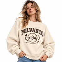 Kaos Sweatshirt Wanita Terbaru Custom 450 GSM Bahan Fleece Katun Tebal Premium Ukuran Besar Model Drop Shoulder