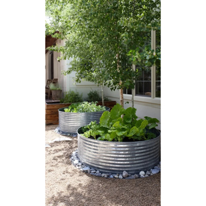 Jardinière ronde moderne en acier galvanisé, grande jardinière en métal résistante aux intempéries pour l'aménagement paysager de jardin, tailles personnalisées disponibles - Product Image 1