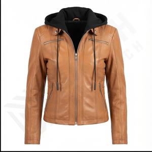 เสื้อมีฮู้ดผ้าเจอร์ซีย์ถอดได้หนังแกะออกแบบโลโก้ได้ตามต้องการเสื้อผ้าแนวสตรีทแฟชั่นออกแบบได้ตามต้องการสำหรับผู้หญิงในฤดูหนาว - Product Image 2