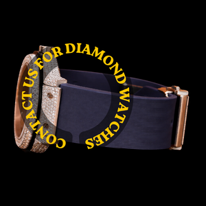 Reloj de Pulsera de Diseño Personalizado con Esfera Azul Redonda y Diamantes de Moissanita con Correa de Goma Azul para Hombre y Mujer - Product Image 2