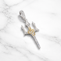 Collier tendance en or massif 10 carats avec pendentifs Trishul personnalisés en moissanite, bijoux fins à symboles hindous, cadeau religieux unisexe