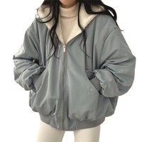 Manteau d'hiver rembourré en coton avec doublure polaire réversible en polyester acrylique OEM pour femme, veste épaisse à capuche zippée style coréen