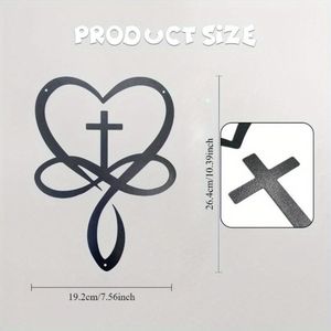 CIFbuy Classico Croce Cuore Infinito Ichthys Decorazione Murale Design Geometrico in Ghisa, Arredamento Cristiano per la Casa, Vernice Cotta, Opzioni Disponibili - Product Image 2
