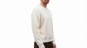 Suéter de cuello redondo de punto acanalado grueso Off-White para hombre, de lana/acrílico térmico, corte regular, cálido, informal, jersey deportivo, top de marca personalizada - Product Image 2