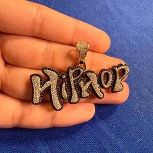 จี้เพชรโมอิสซาไนต์ทรงกลม 3 กะรัต ชื่อสั่งทำพิเศษสำหรับผู้ชาย ชุบทองคำขาว 14k - Product Image 2