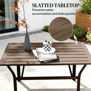 Tavolo da Pranzo Rettangolare Marrone per Terrazza e Giardino - Solo Tavolo - Product Image 4