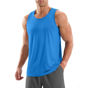 Débardeur de sport pour homme à séchage rapide, col rond, 100 % coton, pour entraînement, gym, fitness, course à pied, décontracté, été, personnalisable - Product Image 1