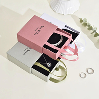 Boîte à bijoux portable avec tiroir coulissant en papier, étui à bijoux pour bagues, boucles d'oreilles, colliers, emballage cadeau pour mariage