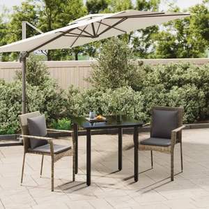 Conjunto de Muebles de Jardín Modulares Medianos de Poliratán Negro y Gris para Patio - Product Image 1