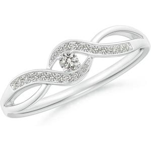 Lab Grown <b>Solitaire</b> Round Diamond Infinity Promise <b>Ring</b> in Sterling <b>Silver</b>/14K Solid Gold for Women April Birthstone Jewellery - Product Image 1