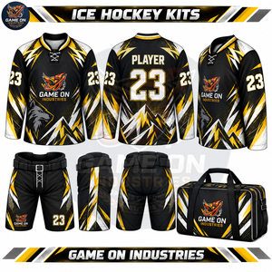 Vêtements de sport professionnels de haute qualité pour équipes sportives, maillot de hockey sur glace personnalisé avec logo et pantalon de protection, kit complet, fournisseur en gros - Product Image 2