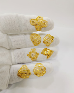 Bague élégante pour femme en or massif 22 carats, motif filigrane complexe, design turc classique, grande taille, style statement - Product Image 2