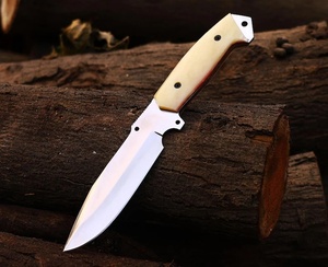 Cuchillo de Caza Hecho a Mano de Acero Inoxidable con Mango de Hueso Natural y Funda de Cuero, Cuchillos Vikingos Profesionales Multifuncionales OEM Pasha - Product Image 3