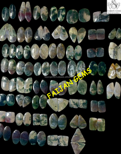 FAIJAN GEMS - Par de Gemas de Ágata Musgosa Natural, Cabujón Verde Pulido, Piedra para Joyería de Rajasthan, con Valoración de Terceros - Product Image 3