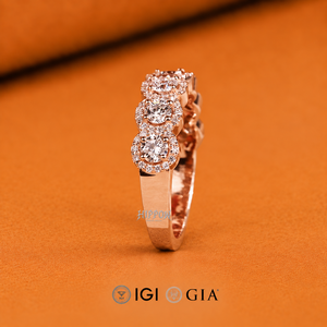 Bague en diamant de laboratoire rond de 0,94 carat, bague de mariage en diamant EF/VVS pour femme, bague demi-éternité halo, cadeau d'anniversaire - Product Image 3