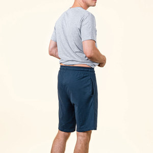 Pantalones Cortos Bermuda para Hombre, Color Gris Oscuro, 100% Algodón, Cintura Media, Cordón Ajustable, Color Sólido, Bolsillos, Tejido Transpirable - Product Image 1