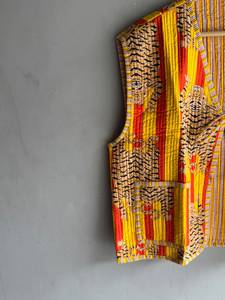 Tiger Print <b>Quilted</b> <b>Jacket</b> Women's Long Sleeve Vest Yellow Red Striped Animal <b>Pattern</b> Polyester Wadding Autumn WearGIFT FOR HER - Product Image 2