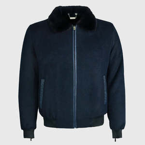 Men's Navy Blue Ostrich Embossed Genuine Suede <b>Leather</b> <b>Jacket</b> Premium Quality with Ostrich Embossed Patches <b>Winter</b> wear - Product Image 1