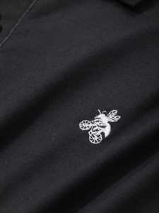 Polo rayé noir et blanc à manches longues pour hommes, chemise décontractée pour les trajets quotidiens, vêtements d'automne - Product Image 5