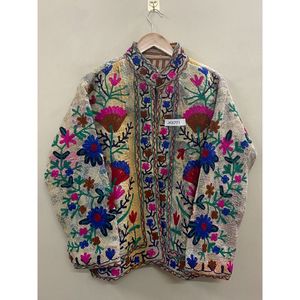 Handmade 100% Cotton kantha Embroidered Jacket for <b>Women</b> one-of-kind Full Sleeve Floral Pattern Spring Bohemian Style <b>Coat</b> - Product Image 6