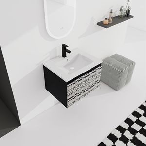Mobile bagno sospeso da 24 pollici con anta soft-close e lavabo in ceramica, kit di montaggio (KD) - Product Image 4