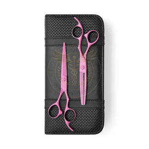 Ensemble de ciseaux de barbier roses de qualité supérieure, ciseaux professionnels pour couper et effiler les cheveux, acier inoxydable, kit d'outils de coiffure pour salon - Product Image 6