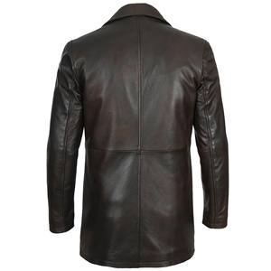 Dernier modèle de trench-coat d'hiver pour homme en cuir véritable personnalisé, style blazer, imperméable, à capuche, coupe ajustée, écologique et respirant - Product Image 2