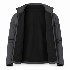 Custom Logo Mens Soft Shell <b>Jacket</b> Water Resistant Full Zipper High Neck Adjustable Cuffs Hiking Workwear Wholesale Supplier OEM - Product Image 5