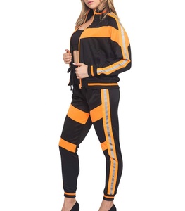 Custom <b>Women</b> Color Blocking Tracksuit Set Full Sleeve Zipper Jacket <b>Jogger</b> Pants Sporty <b>Outfit</b> Streetwear OEM Manufacturer - Product Image 5